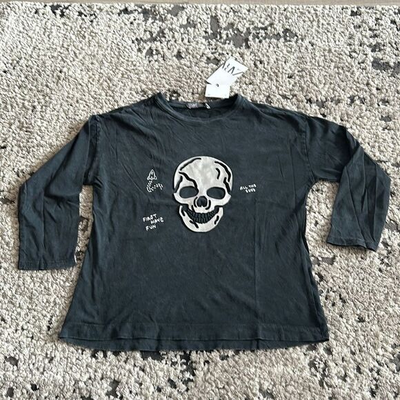 ZARA Kids | Washed Gray | SKULL LONG SLEEVES T-SHIRT - Picture 3 of 4